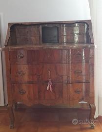 Bureau Ribalta antica mossa in radica di noce