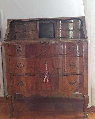 Bureau Ribalta antica mossa in radica di noce