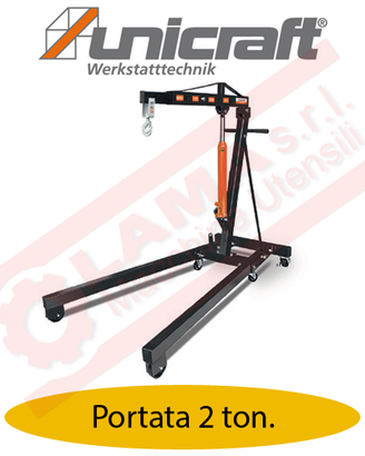 Gru pieghevole con pompa portata max 2 ton.