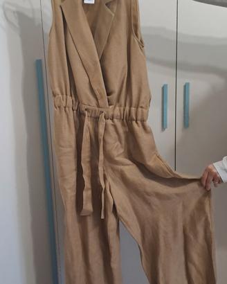 LIU JO Tuta lunga lino e cupro Beige