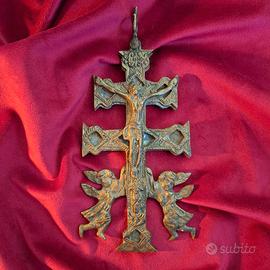 Croce di Caravaca antica fine 1700 Spagna - bronzo