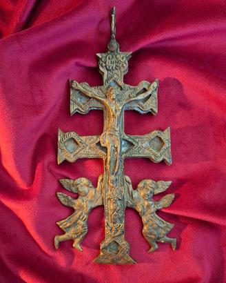Croce di Caravaca antica fine 1700 Spagna - bronzo