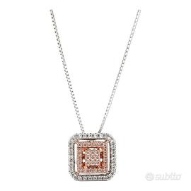 Collana  in oro bianco e rosa con diamanti