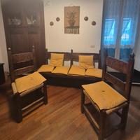 Set 2 sedie e panca stile rustico
