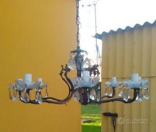 LAMPADARIO VINTAGE ANNI '60 CON GOCCE DI CRISTALLO