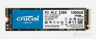 Crucial P2 1TB M.2 PCIe NVMe SSD Interno