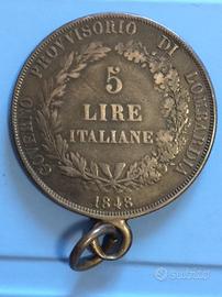 Governo Provvisorio di Lombardia 5 Lire 1848