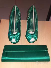 Set Menbur verde smeraldo spuntatina + pochette