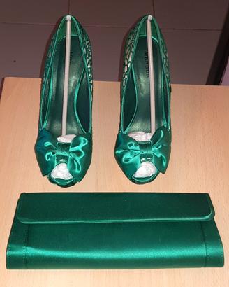Set Menbur verde smeraldo spuntatina + pochette