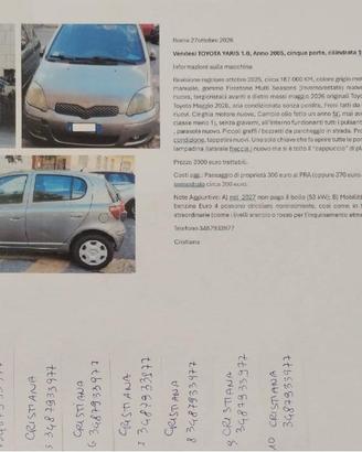 Toyota Yaris 2005, 5 porte, Roma
