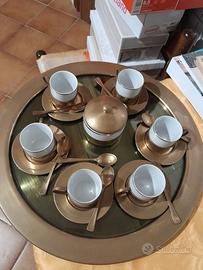 Set da caffè anni 70 ottone/porcellana