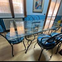 Tavolo vetro e ferro battuto