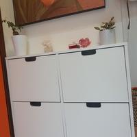 Scarpiera salvaspazio bianca 4 scomparti - 96x17x9