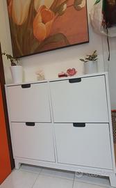 Scarpiera salvaspazio bianca 4 scomparti - 96x17x9