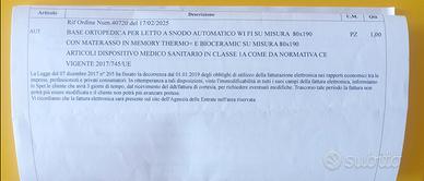 Letto ortopedico a snodo automatico con materassi