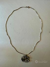 Collana Oro Bianco Chanel con pendente Swarovski