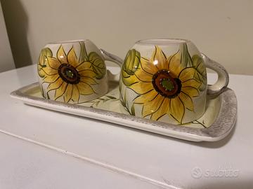 Set tazze da latte in ceramica con Vassoio