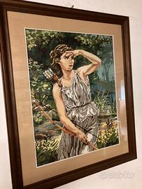 Quadro mezzo punto Dea della caccia.