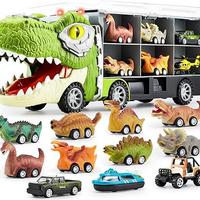 YIN 13 Pcs Dinosaur Toy Car Transporter for Kids,