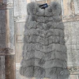 GILET PELLICCIA JIN DIAO PELO GRIGIO AZZURRO MANCA