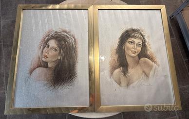 Coppia di Quadri - Ritratto di Giovane Donna