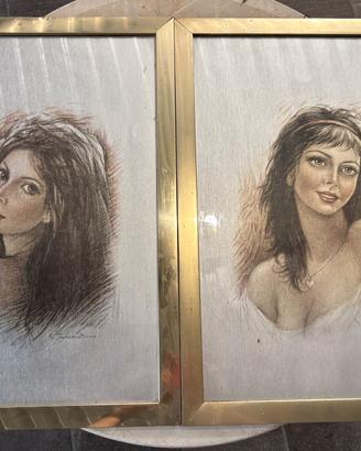 Coppia di Quadri - Ritratto di Giovane Donna