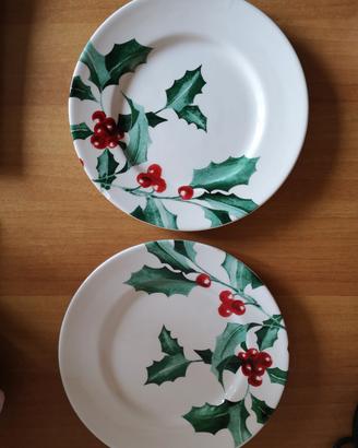 coppia di piatti natalizi in ceramica 