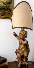 Lampada da tavolo con putto ligneo dorato