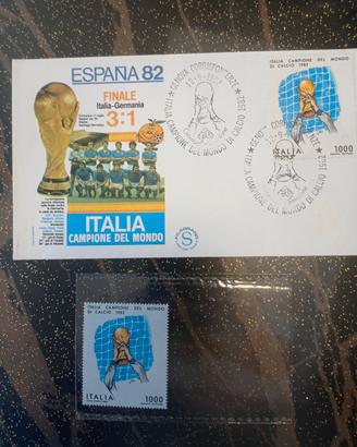 Francobollo + busta Italia Campione del Mondo 1982