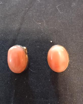 Orecchini vintage in arg.800 e corallo rosa