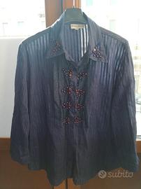 Antica sartoria positano camicia cotone + perline