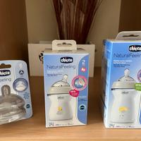 2 Biberon chicco natural feeling e ciucci ricambio