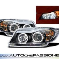 Coppia fanali anteriori angel eyes neri per BMW SE
