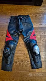 Dainese pantaloni pelle taglia 46 nero rosso 