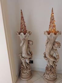 Coppia Vasi Sculture a rilievo Angioletti Puttini