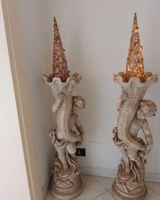 Coppia Vasi Sculture a rilievo Angioletti Puttini