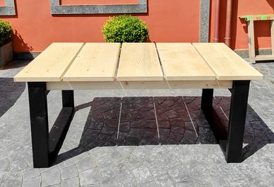 Tavolo giardino industrial design legno massello 