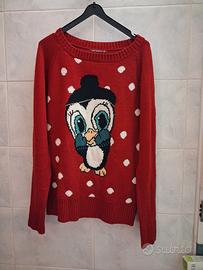 Maglione rosso Terranova Pinguino Taglia M