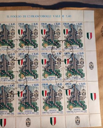 Foglio Francobolli JUVENTUS 2005 Scudetto Revocato