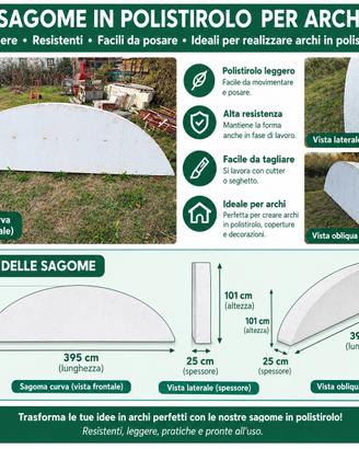 4 SAGOME IN POLISTIROLO PER ARCHI