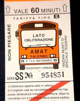 Biglietto AMAT - autobus Palermo, anni '90 - nuovo