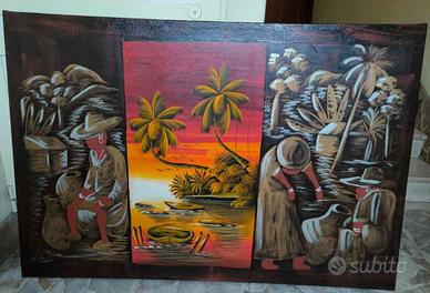 Quadro olio su tela soggetto originale dei Caraibi