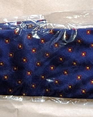 Cravatta Churchs 100% seta blu fantasia geometrica