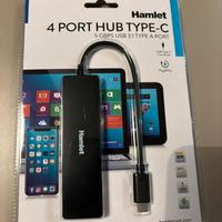Hamlet 4 porte hub type c x laptop