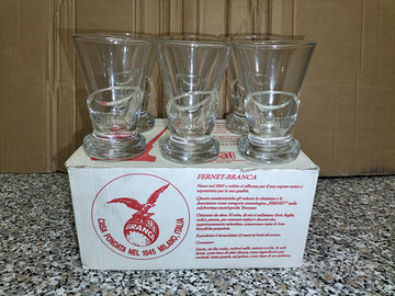 Set Completo 6 Bicchieri Amaro Fernet Branca Nuovi