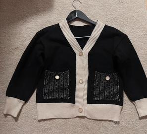 Cardigan bicolore elegante – nero e panna