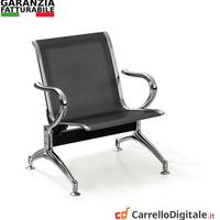 Sedia da attesa in acciaio colore nero 1 posto