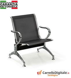 Sedia da attesa in acciaio colore nero 1 posto