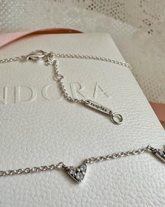 Pandora Collana Cuori con Tre Pietre Pandora