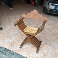 Trono Sedia Savonarola con leoni 🦁 pieghevole raro